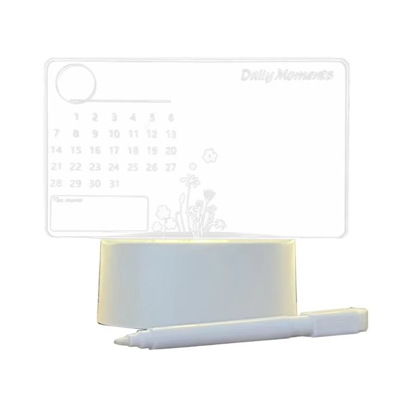 Clear Acrylic Desk Calendar Planner LED Night Light with Stand Erasable Marker Office Calendar Planner Allinoneshop-24