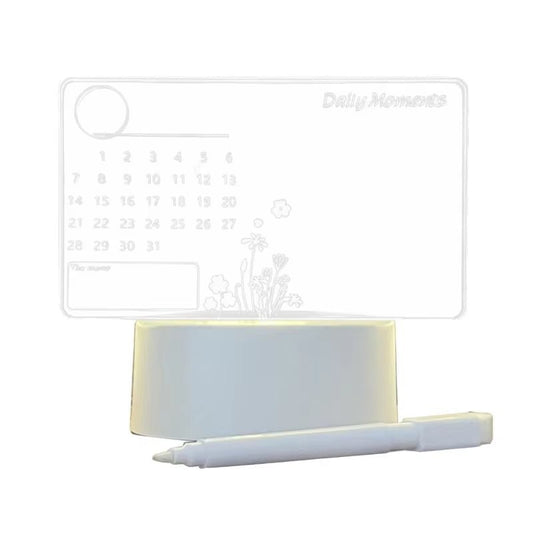Clear Acrylic Desk Calendar Planner LED Night Light with Stand Erasable Marker Office Calendar Planner Allinoneshop-24