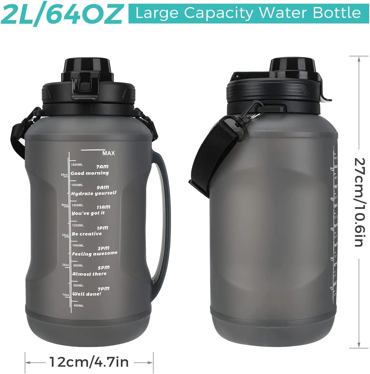 Collapsible Water Bottle, 2L/64OZ Large Capacity with Straw Half Gallon Silicone Foldable Water Bottle with Carrying Strap Allinoneshop-24