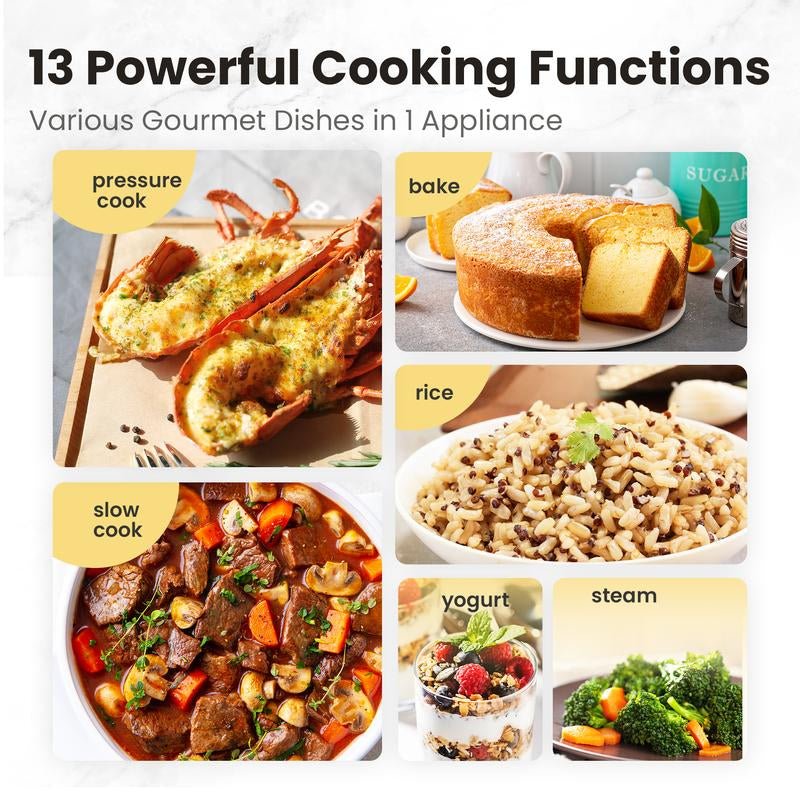 COMFEE’ 9-In-1 Electric Pressure Cooker Olla De Presion, Gift, 6QT Slow Rice Cooker 14 Presets Instant Multi Cooker Allinoneshop-24