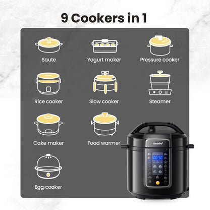 COMFEE’ 9-In-1 Electric Pressure Cooker Olla De Presion, Gift, 6QT Slow Rice Cooker 14 Presets Instant Multi Cooker Allinoneshop-24