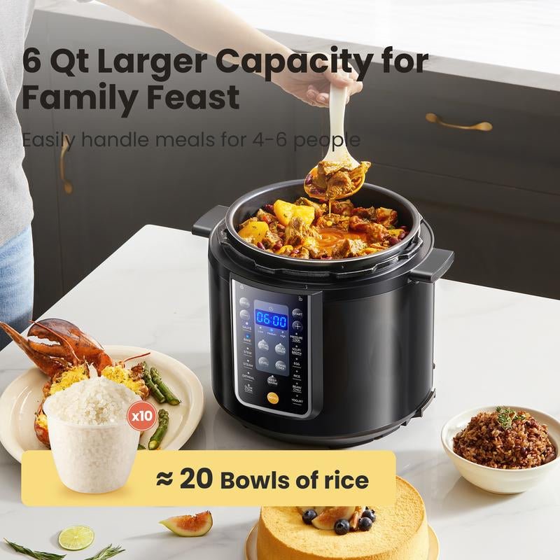 COMFEE’ 9-In-1 Electric Pressure Cooker Olla De Presion, Gift, 6QT Slow Rice Cooker 14 Presets Instant Multi Cooker Allinoneshop-24