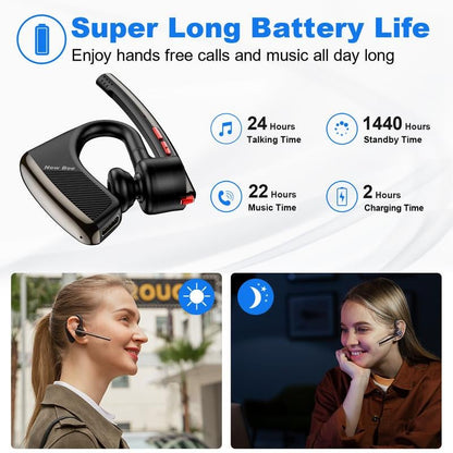 Dad’S New Favorite! New Bee Bluetooth Earpiece V5.2Headset 24Hrs Talktime CVC8.0 Dual Mic Noise Cancelling for Iphone/Android/Driver/Business/Office Allinoneshop-24