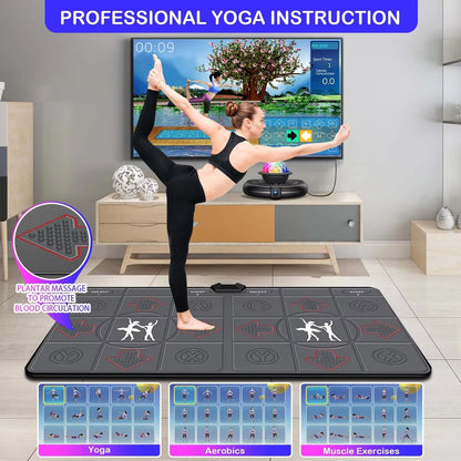 Dance Mat Game for TV / PC Motion Sensing Double User with Two Wireless Handle Controllers Non-Slip Massage Yoga Pads Allinoneshop-24
