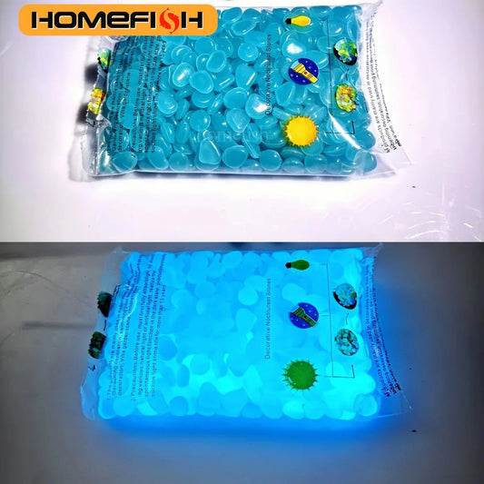 100pcs Glow In The Dark Pebbles Resin Luminous Stones For Landscape Garden Paths Potted Plants Parks Aquarium Decor