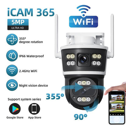Dual Lens 10X Zoom Wireless Security Camera | Outdoor CCTV System with Color Night Vision | AI Motion Tracking | IP66 Waterproof | No Monthly Fee Homesecurity2.4G/ Wifi Indoor Light Allinoneshop-24