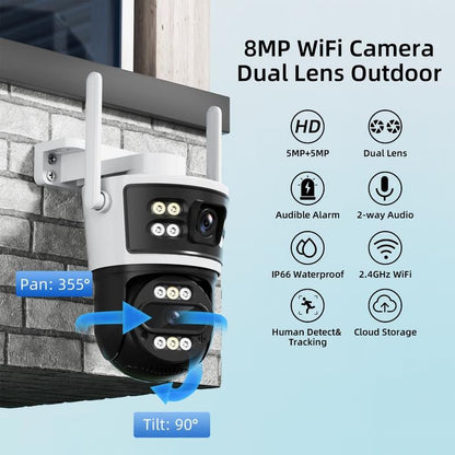 Dual Lens 10X Zoom Wireless Security Camera | Outdoor CCTV System with Color Night Vision | AI Motion Tracking | IP66 Waterproof | No Monthly Fee Homesecurity2.4G/ Wifi Indoor Light Allinoneshop-24