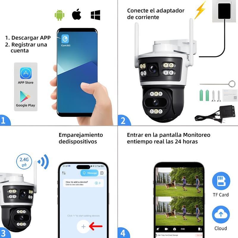 Dual Lens 10X Zoom Wireless Security Camera | Outdoor CCTV System with Color Night Vision | AI Motion Tracking | IP66 Waterproof | No Monthly Fee Homesecurity2.4G/ Wifi Indoor Light Allinoneshop-24