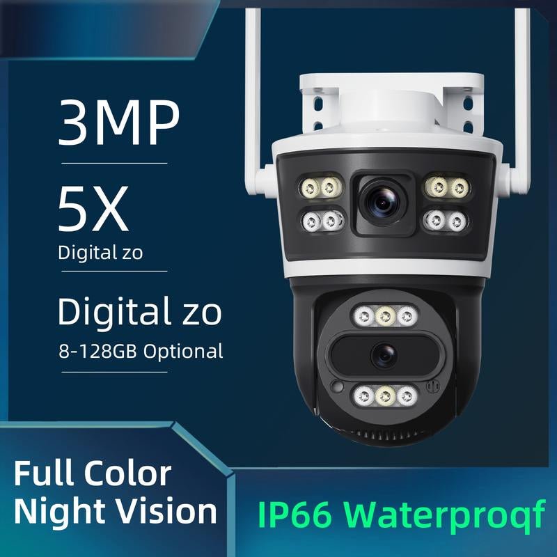 Dual Lens 10X Zoom Wireless Security Camera | Outdoor CCTV System with Color Night Vision | AI Motion Tracking | IP66 Waterproof | No Monthly Fee Homesecurity2.4G/ Wifi Indoor Light Allinoneshop-24