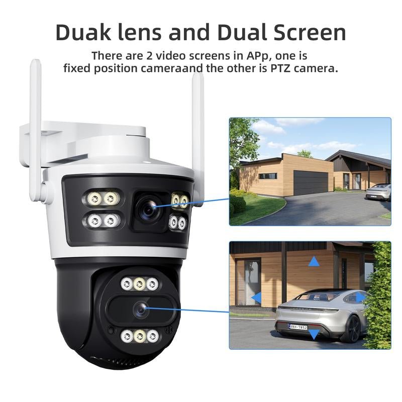 Dual Lens 10X Zoom Wireless Security Camera | Outdoor CCTV System with Color Night Vision | AI Motion Tracking | IP66 Waterproof | No Monthly Fee Homesecurity2.4G/ Wifi Indoor Light Allinoneshop-24