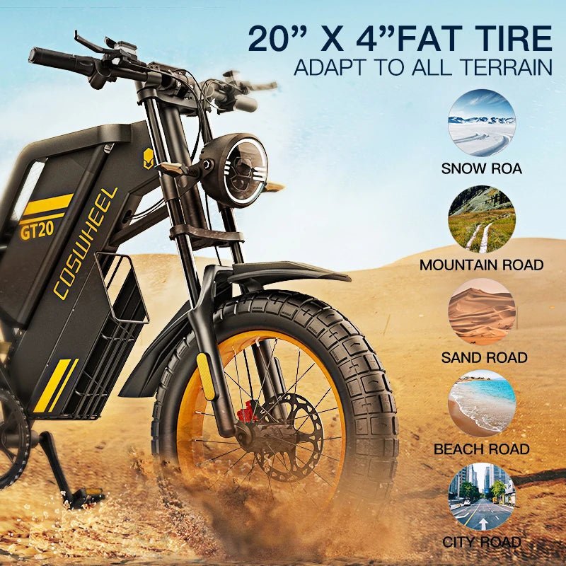 Ebike GT20 Adult Electric Motorcycle Mountain Bikes 20Inch 48V Electric Bike Fatbike Adult Motorcycles Drit Bike Allinoneshop-24