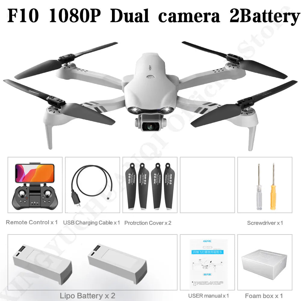F10 Drone 4K HD Dual Camera GPS Wifi FPV Portable Foldable Quadcopter Helicopter RC Drone Toys with Camera Allinoneshop-24