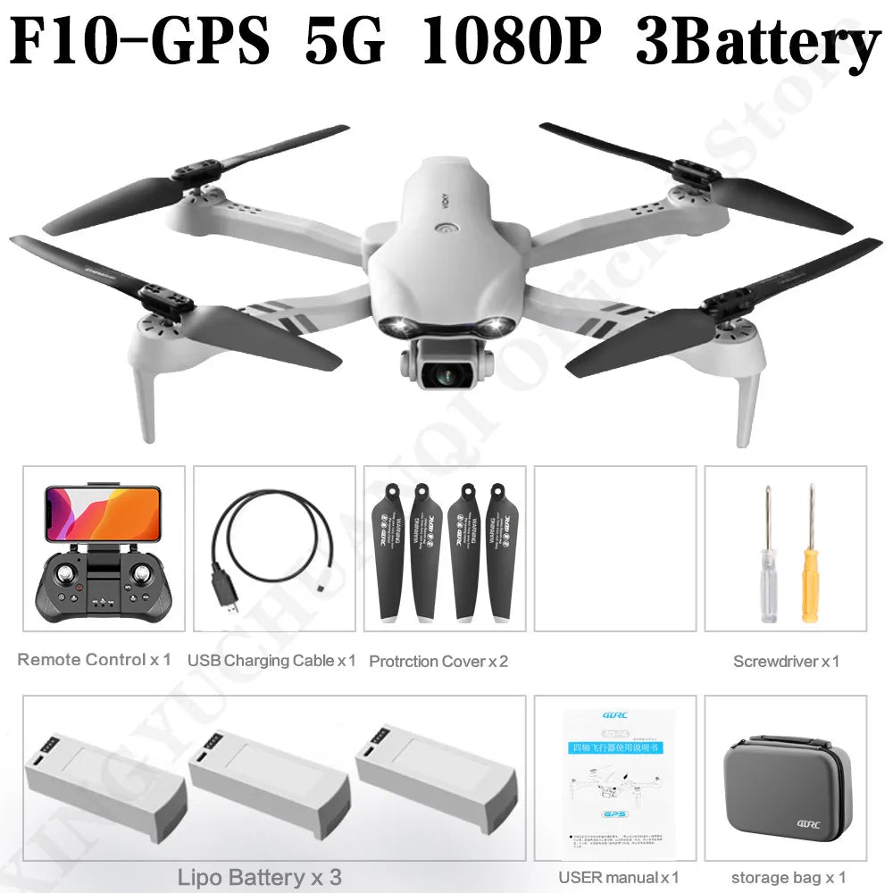 F10 Drone 4K HD Dual Camera GPS Wifi FPV Portable Foldable Quadcopter Helicopter RC Drone Toys with Camera Allinoneshop-24