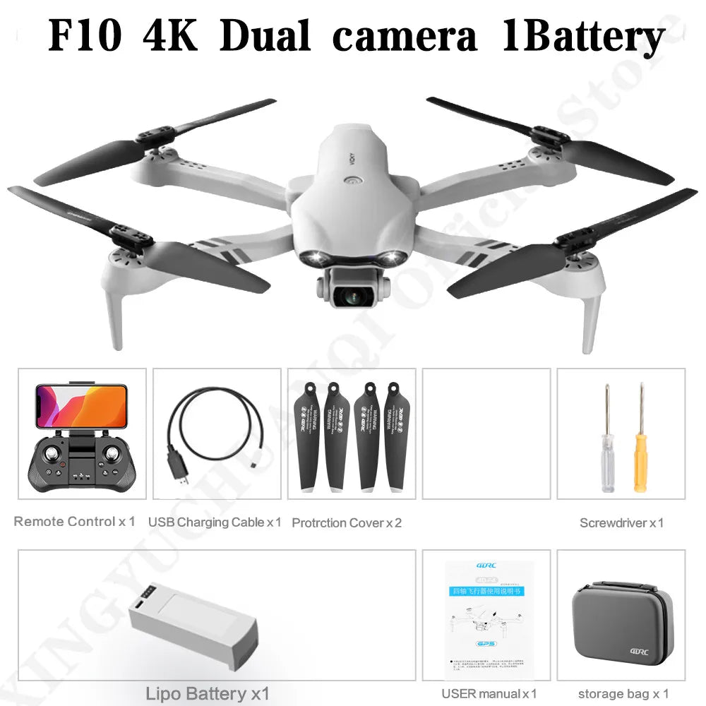 F10 Drone 4K HD Dual Camera GPS Wifi FPV Portable Foldable Quadcopter Helicopter RC Drone Toys with Camera Allinoneshop-24