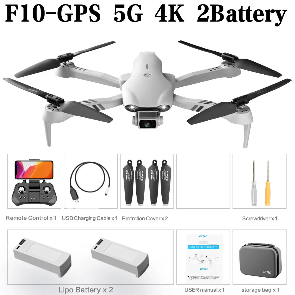 F10 Drone 4K HD Dual Camera GPS Wifi FPV Portable Foldable Quadcopter Helicopter RC Drone Toys with Camera Allinoneshop-24