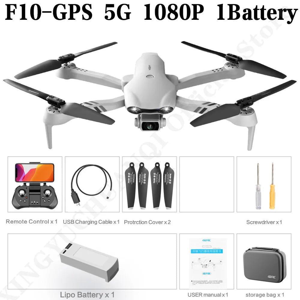 F10 Drone 4K HD Dual Camera GPS Wifi FPV Portable Foldable Quadcopter Helicopter RC Drone Toys with Camera Allinoneshop-24