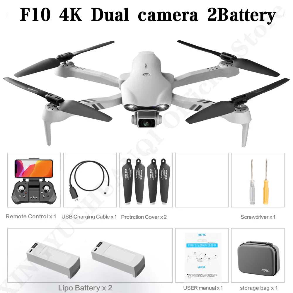 F10 Drone 4K HD Dual Camera GPS Wifi FPV Portable Foldable Quadcopter Helicopter RC Drone Toys with Camera Allinoneshop-24