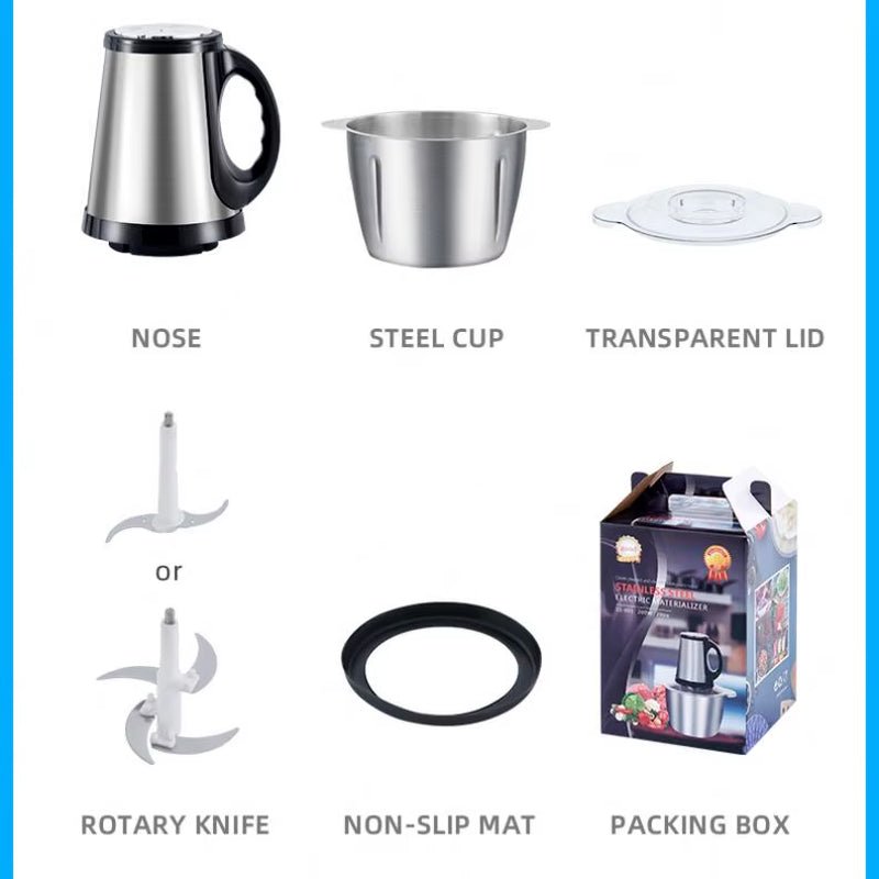 Factory Wholesale Kitchen Home Vegetable Meat Chopper Food Processor Stainless Steel 2L 3L 5L Mincer Electric Meat Grinders Allinoneshop-24