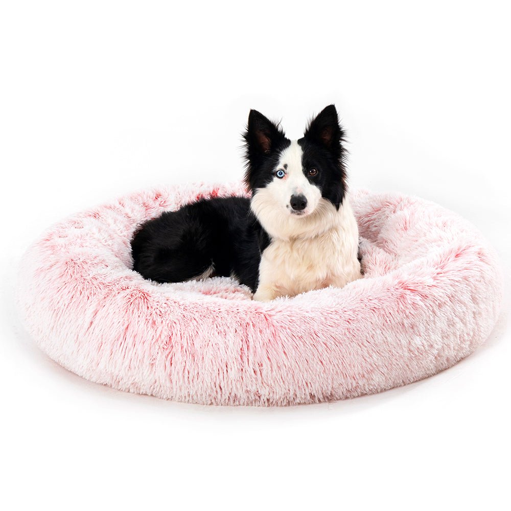 Fluffy Donut Dog Bed Warm Soft Long Plush Pet Cushion Dog House Cat Bed Washable Pet Sofa Mat Calming Samll Large Dog Beds Allinoneshop-24