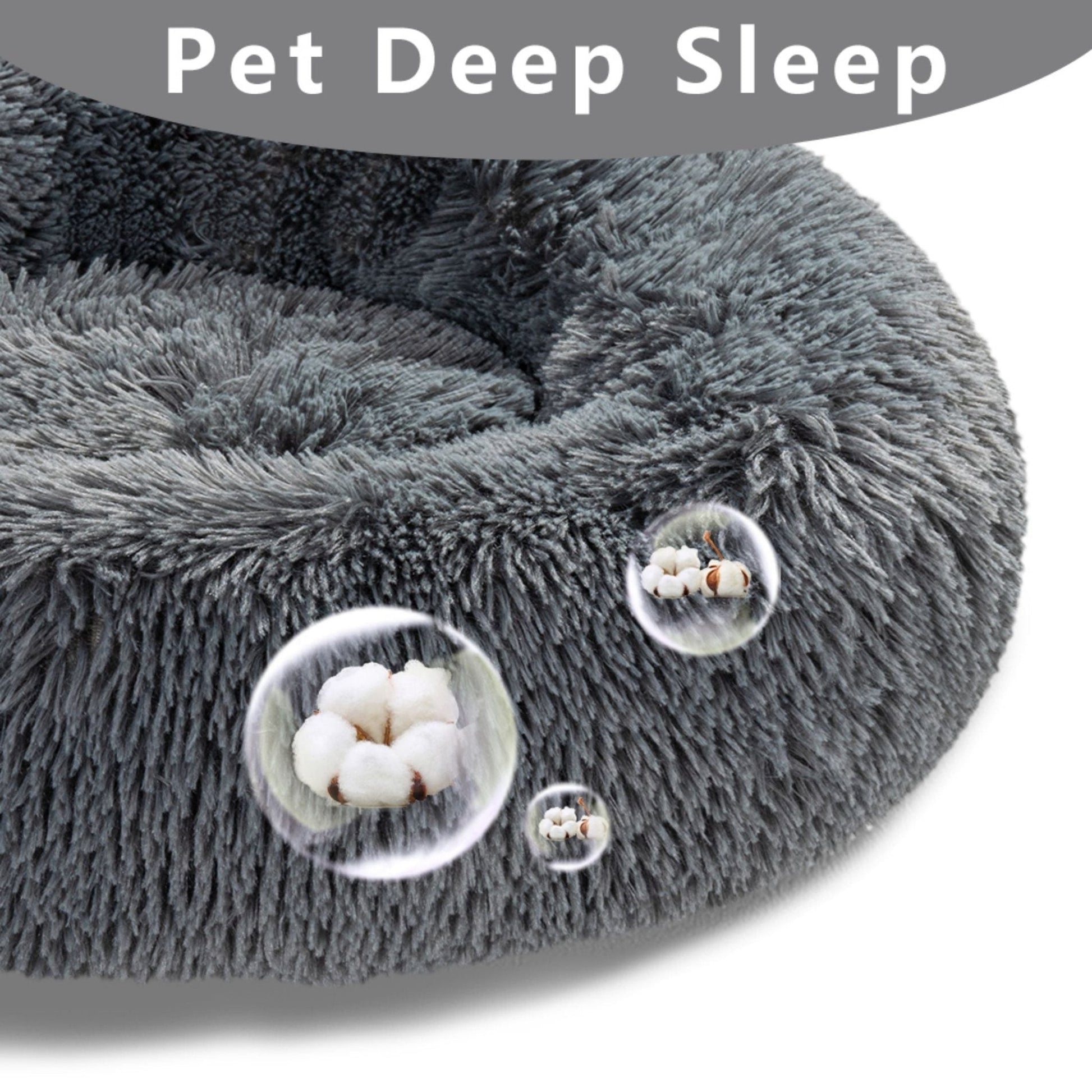Fluffy Donut Dog Bed Warm Soft Long Plush Pet Cushion Dog House Cat Bed Washable Pet Sofa Mat Calming Samll Large Dog Beds Allinoneshop-24