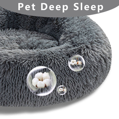 Fluffy Donut Dog Bed Warm Soft Long Plush Pet Cushion Dog House Cat Bed Washable Pet Sofa Mat Calming Samll Large Dog Beds Allinoneshop-24