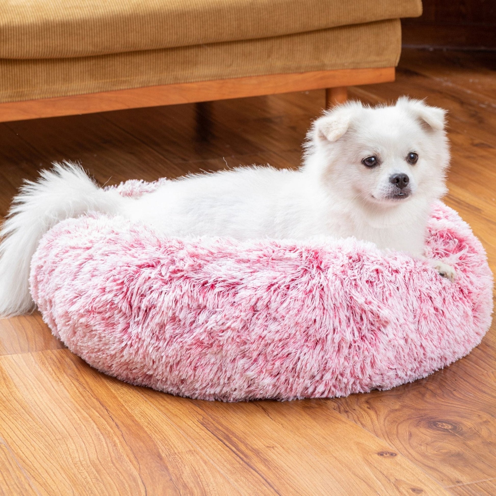 Fluffy Donut Dog Bed Warm Soft Long Plush Pet Cushion Dog House Cat Bed Washable Pet Sofa Mat Calming Samll Large Dog Beds Allinoneshop-24