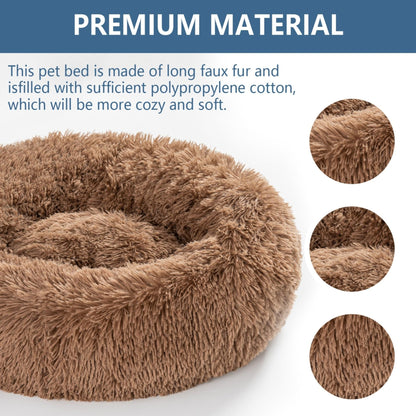 Fluffy Donut Dog Bed Warm Soft Long Plush Pet Cushion Dog House Cat Bed Washable Pet Sofa Mat Calming Samll Large Dog Beds Allinoneshop-24