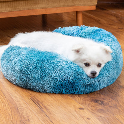 Fluffy Donut Dog Bed Warm Soft Long Plush Pet Cushion Dog House Cat Bed Washable Pet Sofa Mat Calming Samll Large Dog Beds Allinoneshop-24