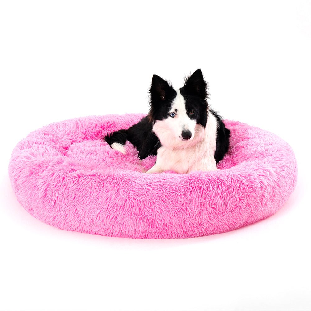 Fluffy Donut Dog Bed Warm Soft Long Plush Pet Cushion Dog House Cat Bed Washable Pet Sofa Mat Calming Samll Large Dog Beds Allinoneshop-24