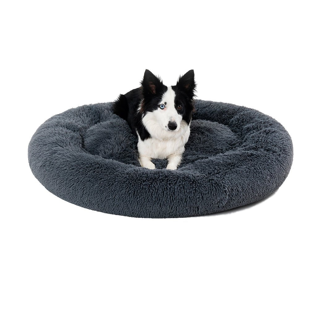 Fluffy Donut Dog Bed Warm Soft Long Plush Pet Cushion Dog House Cat Bed Washable Pet Sofa Mat Calming Samll Large Dog Beds Allinoneshop-24