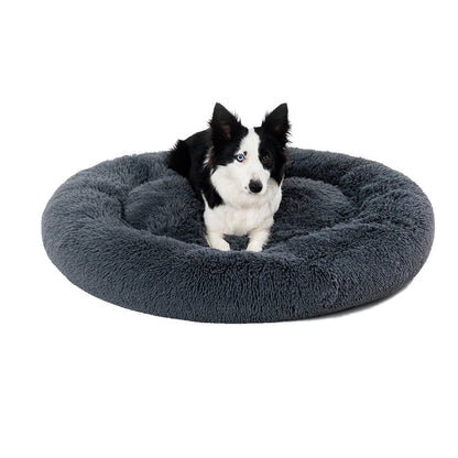 Fluffy Donut Dog Bed Warm Soft Long Plush Pet Cushion Dog House Cat Bed Washable Pet Sofa Mat Calming Samll Large Dog Beds Allinoneshop-24