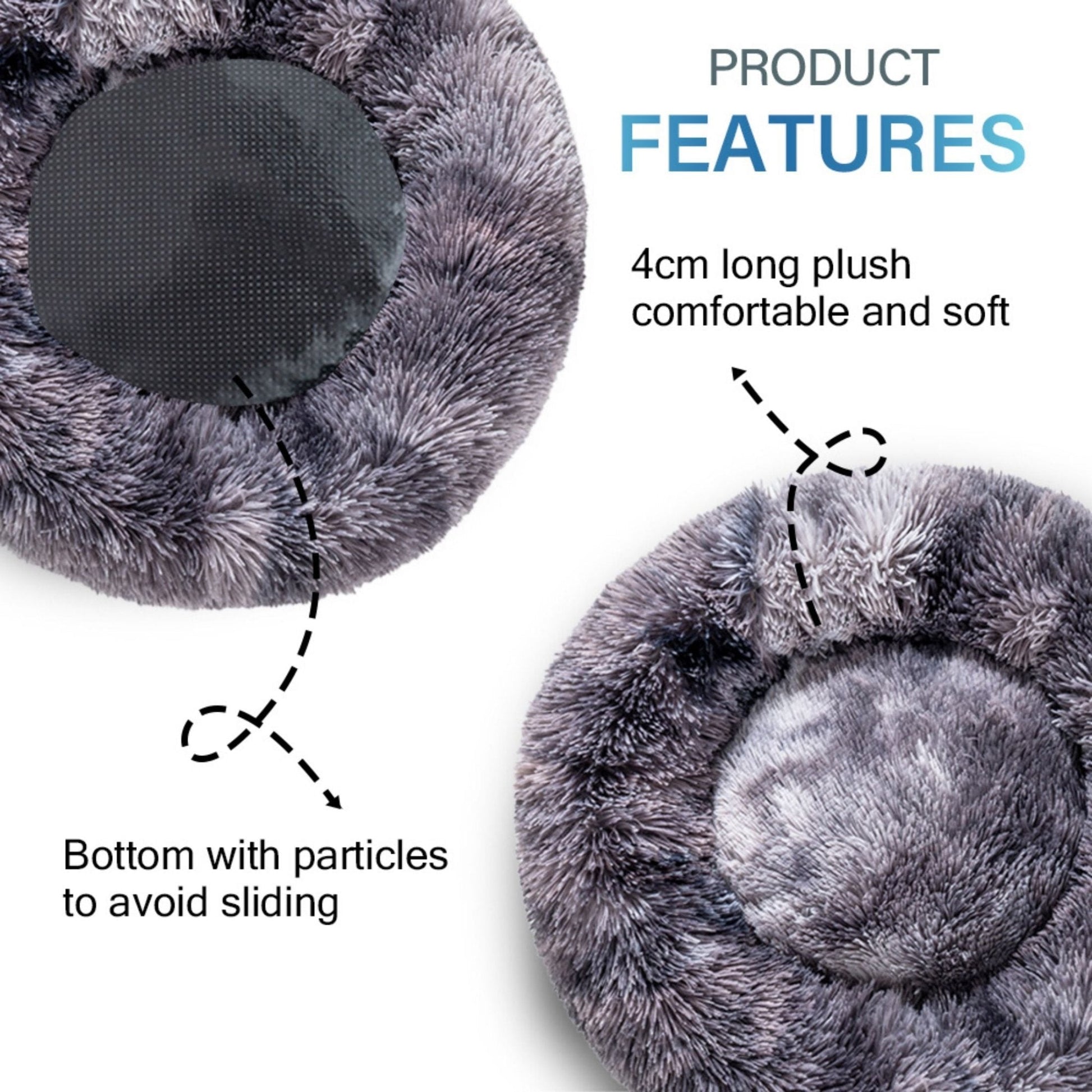 Fluffy Donut Dog Bed Warm Soft Long Plush Pet Cushion Dog House Cat Bed Washable Pet Sofa Mat Calming Samll Large Dog Beds Allinoneshop-24