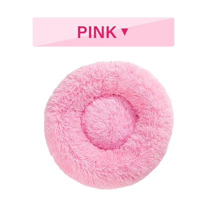 Fluffy Donut Dog Bed Warm Soft Long Plush Pet Cushion Dog House Cat Bed Washable Pet Sofa Mat Calming Samll Large Dog Beds Allinoneshop-24