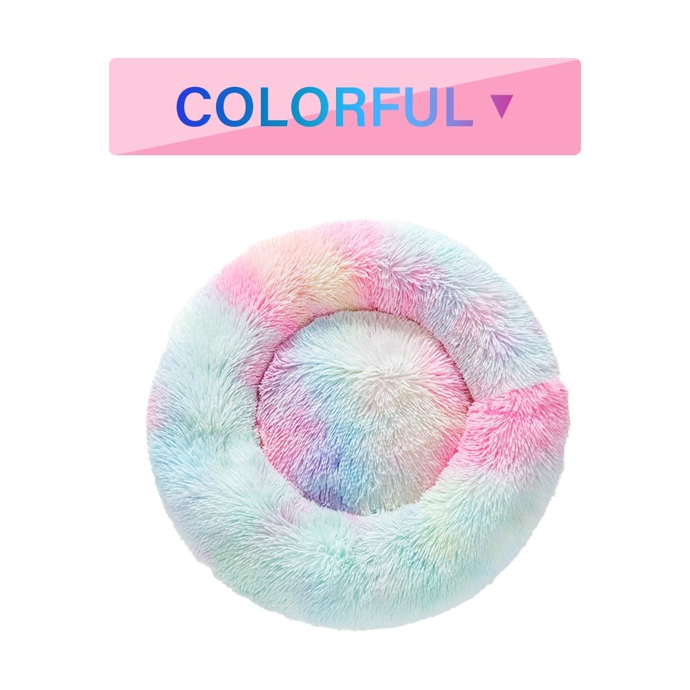 Fluffy Donut Dog Bed Warm Soft Long Plush Pet Cushion Dog House Cat Bed Washable Pet Sofa Mat Calming Samll Large Dog Beds Allinoneshop-24