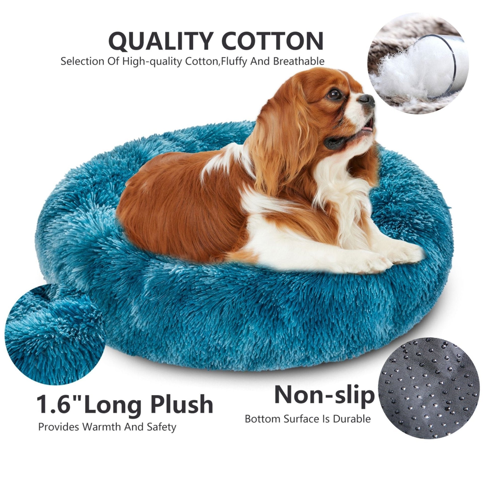 Fluffy Donut Dog Bed Warm Soft Long Plush Pet Cushion Dog House Cat Bed Washable Pet Sofa Mat Calming Samll Large Dog Beds Allinoneshop-24