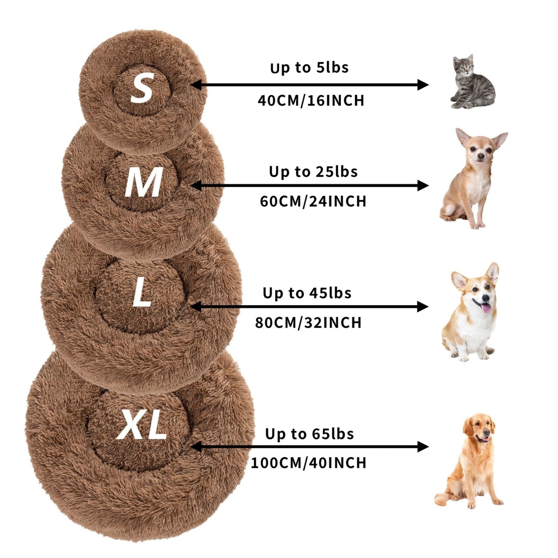 Fluffy Donut Dog Bed Warm Soft Long Plush Pet Cushion Dog House Cat Bed Washable Pet Sofa Mat Calming Samll Large Dog Beds Allinoneshop-24