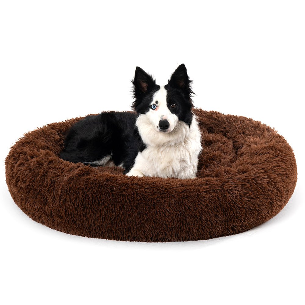 Fluffy Donut Dog Bed Warm Soft Long Plush Pet Cushion Dog House Cat Bed Washable Pet Sofa Mat Calming Samll Large Dog Beds Allinoneshop-24
