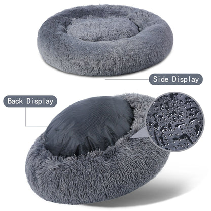 Fluffy Donut Dog Bed Warm Soft Long Plush Pet Cushion Dog House Cat Bed Washable Pet Sofa Mat Calming Samll Large Dog Beds Allinoneshop-24