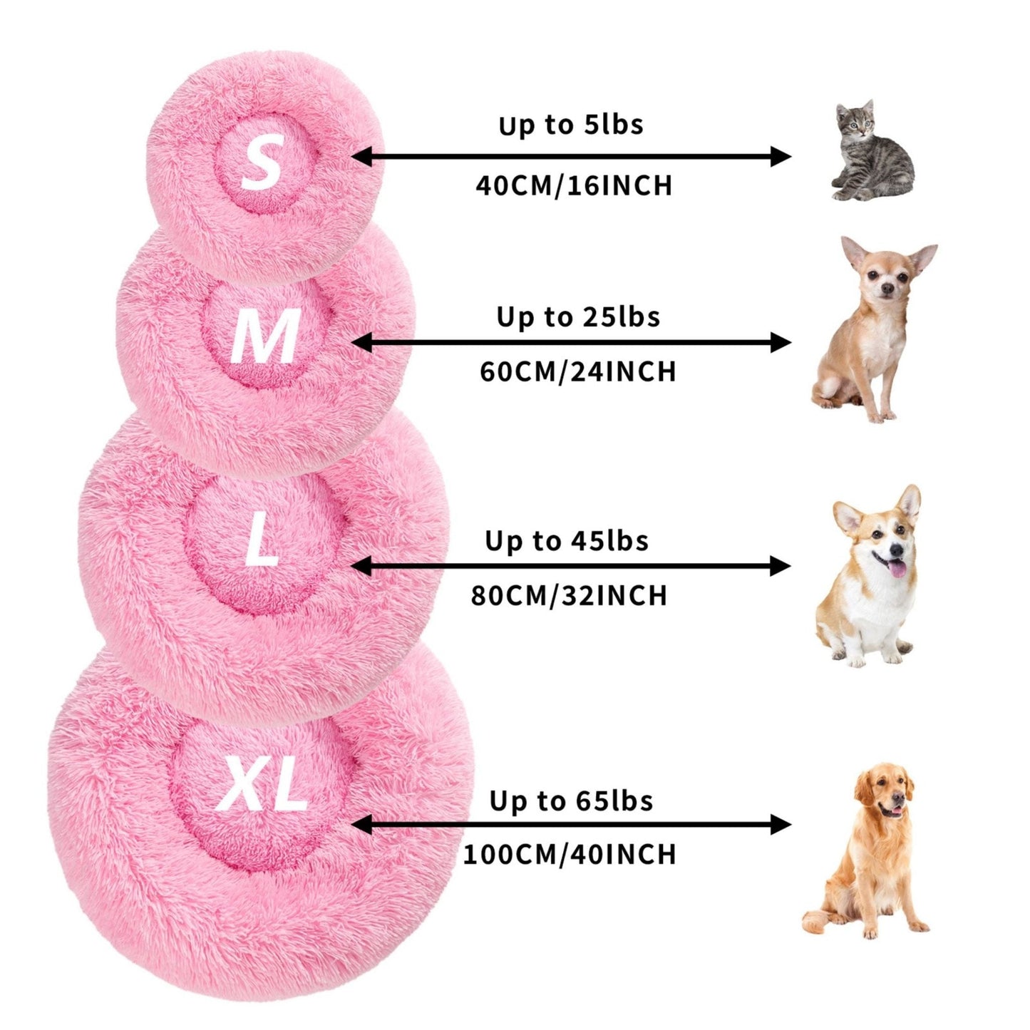 Fluffy Donut Dog Bed Warm Soft Long Plush Pet Cushion Dog House Cat Bed Washable Pet Sofa Mat Calming Samll Large Dog Beds Allinoneshop-24