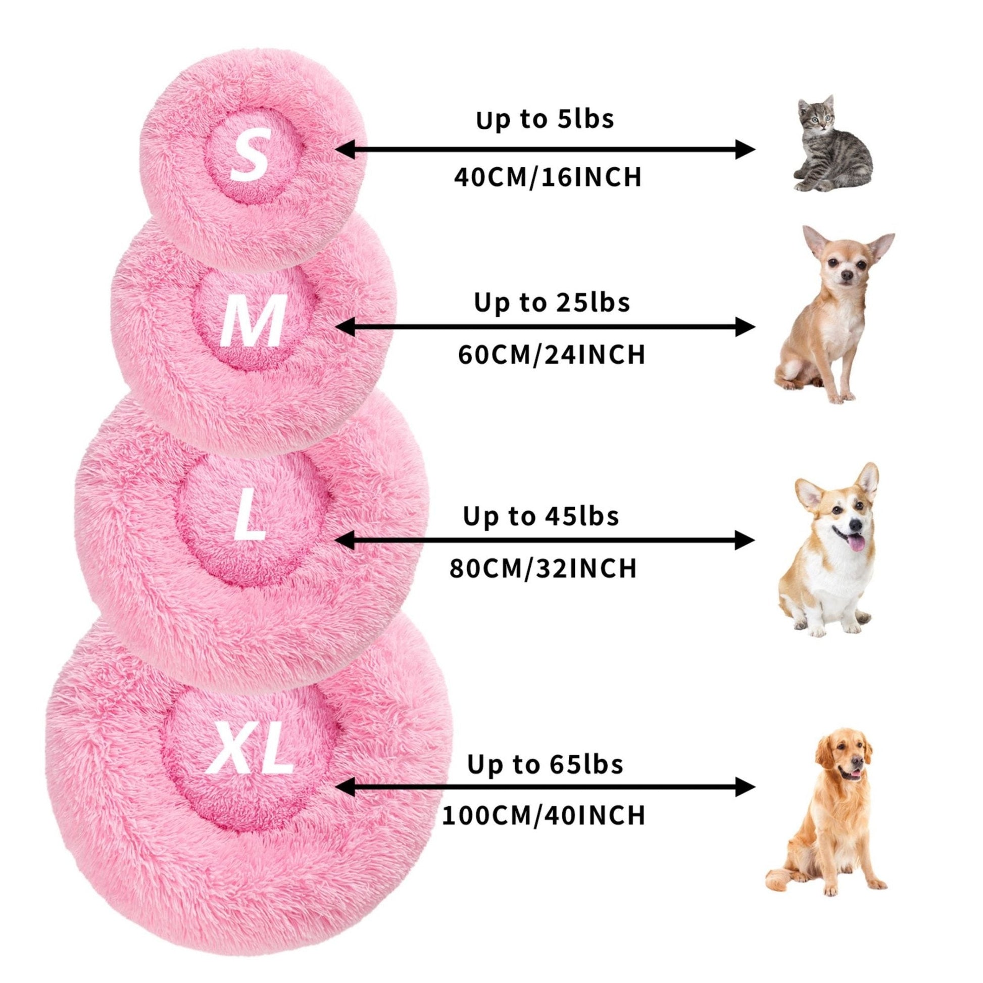 Fluffy Donut Dog Bed Warm Soft Long Plush Pet Cushion Dog House Cat Bed Washable Pet Sofa Mat Calming Samll Large Dog Beds Allinoneshop-24