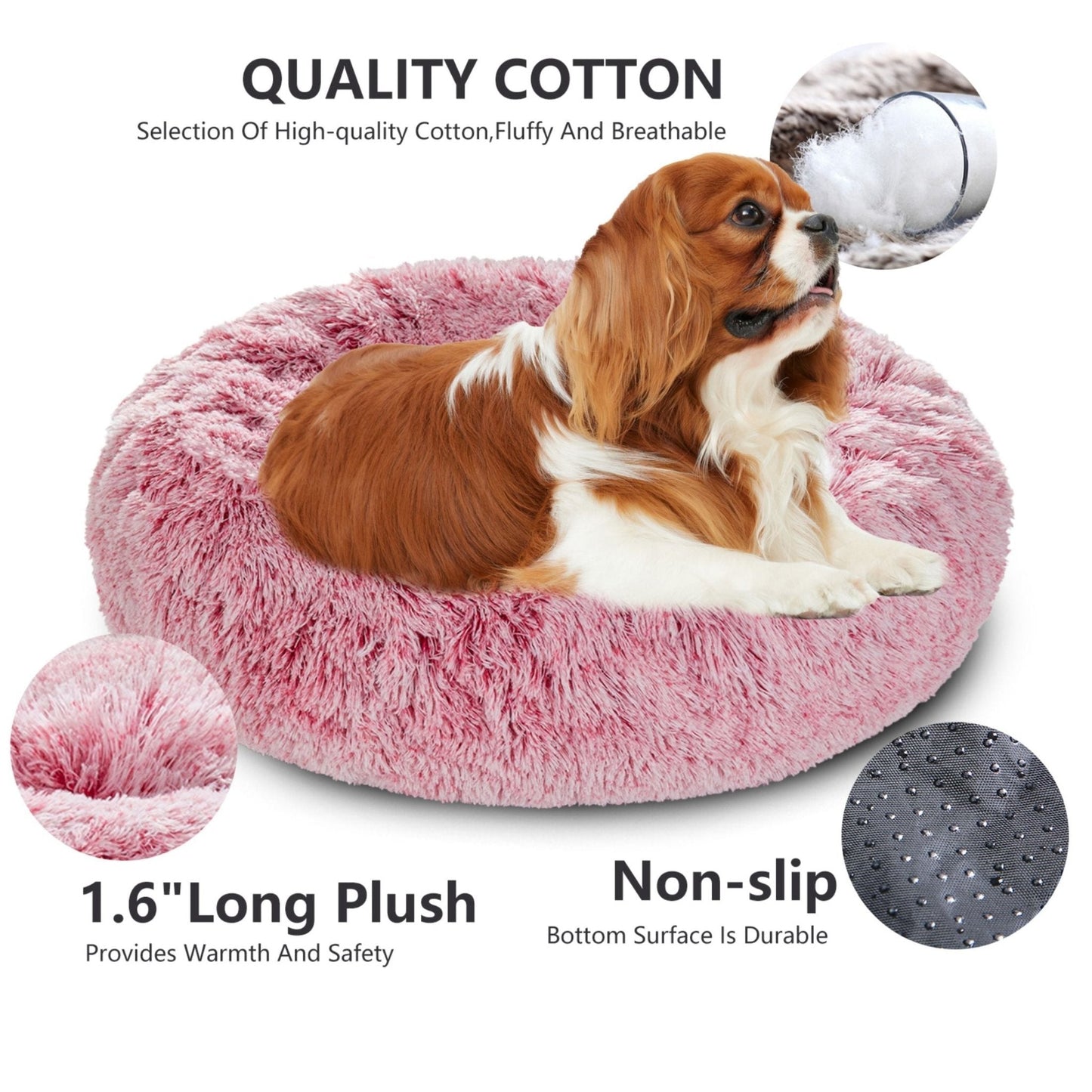 Fluffy Donut Dog Bed Warm Soft Long Plush Pet Cushion Dog House Cat Bed Washable Pet Sofa Mat Calming Samll Large Dog Beds Allinoneshop-24