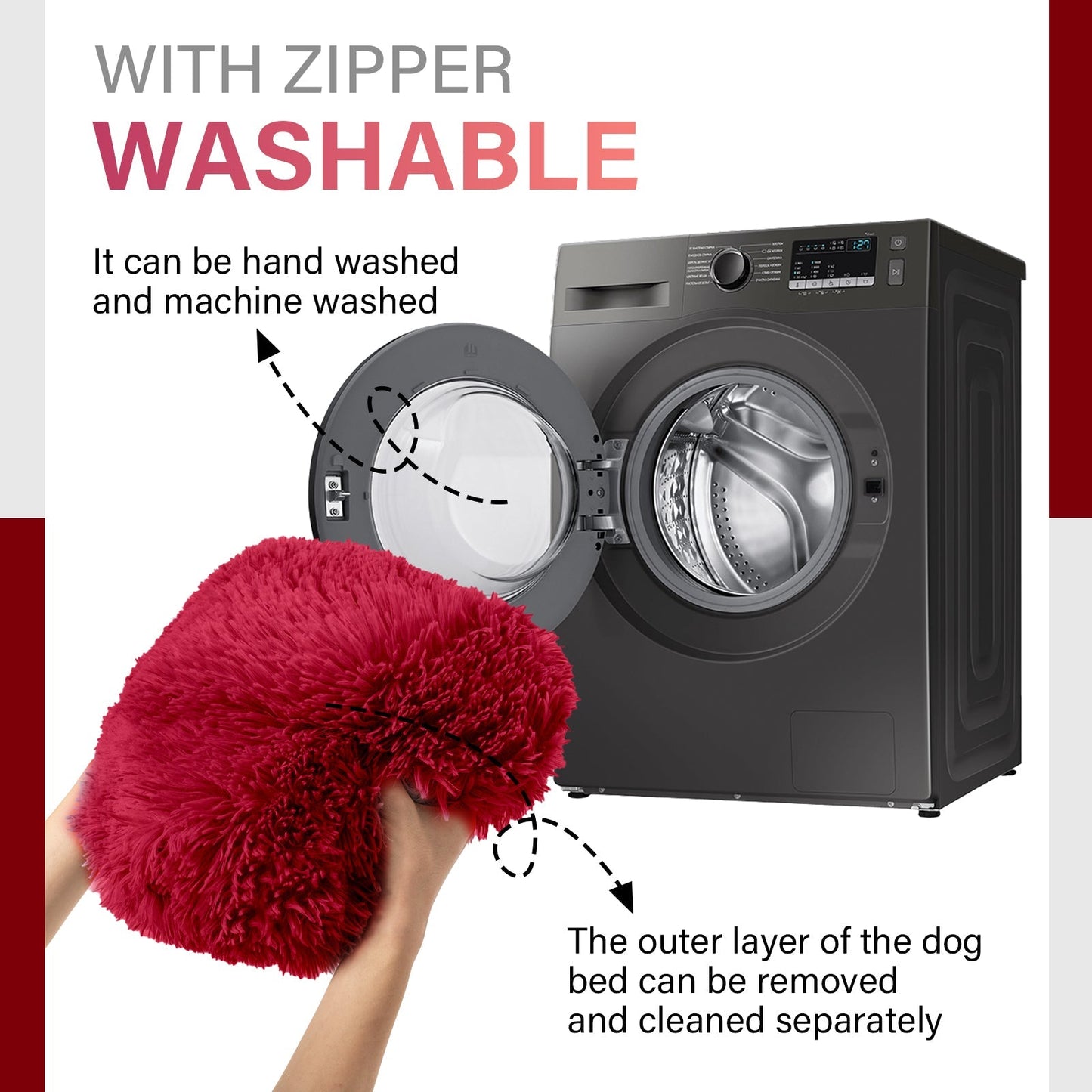 Fluffy Donut Dog Bed Warm Soft Long Plush Pet Cushion Dog House Cat Bed Washable Pet Sofa Mat Calming Samll Large Dog Beds Allinoneshop-24