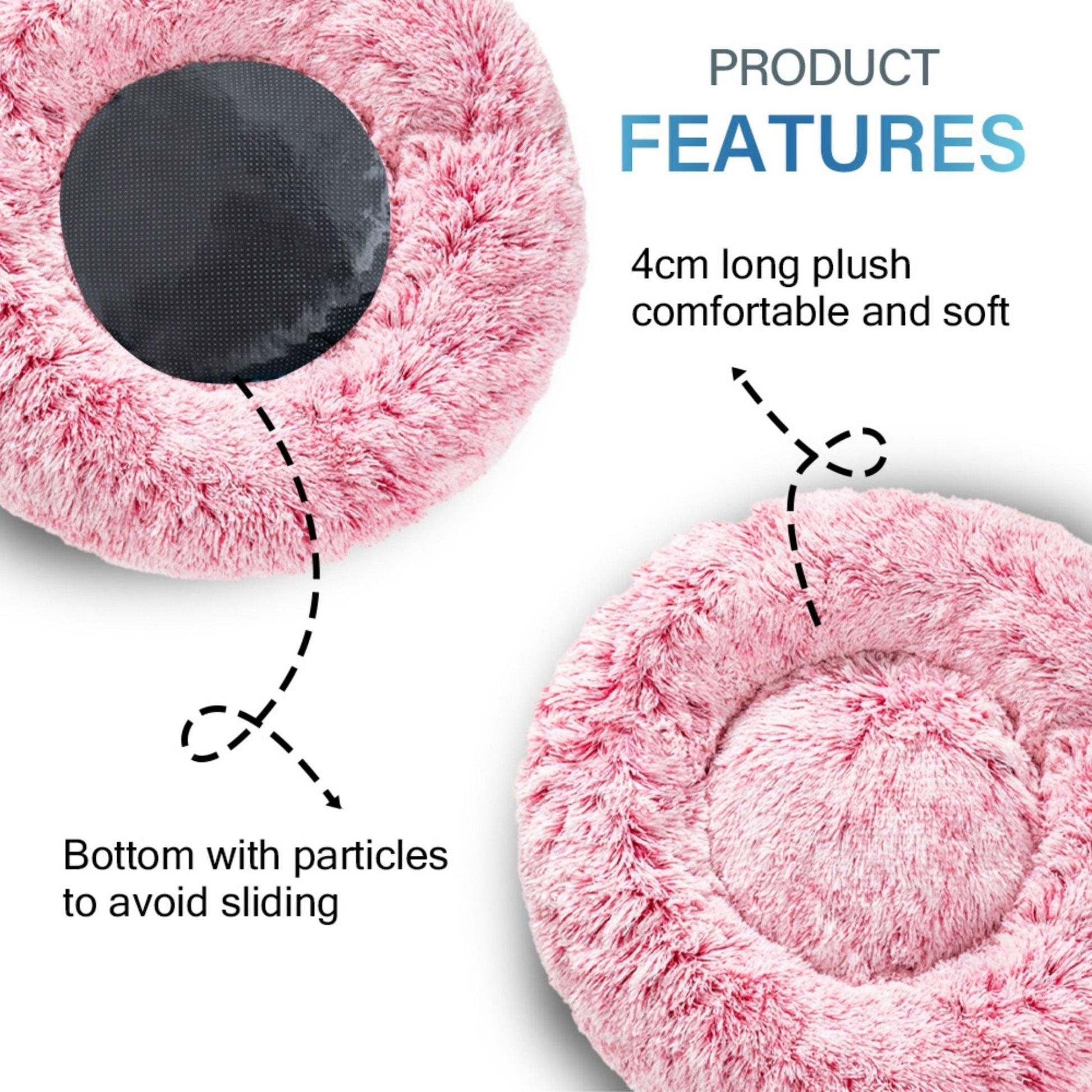 Fluffy Donut Dog Bed Warm Soft Long Plush Pet Cushion Dog House Cat Bed Washable Pet Sofa Mat Calming Samll Large Dog Beds Allinoneshop-24