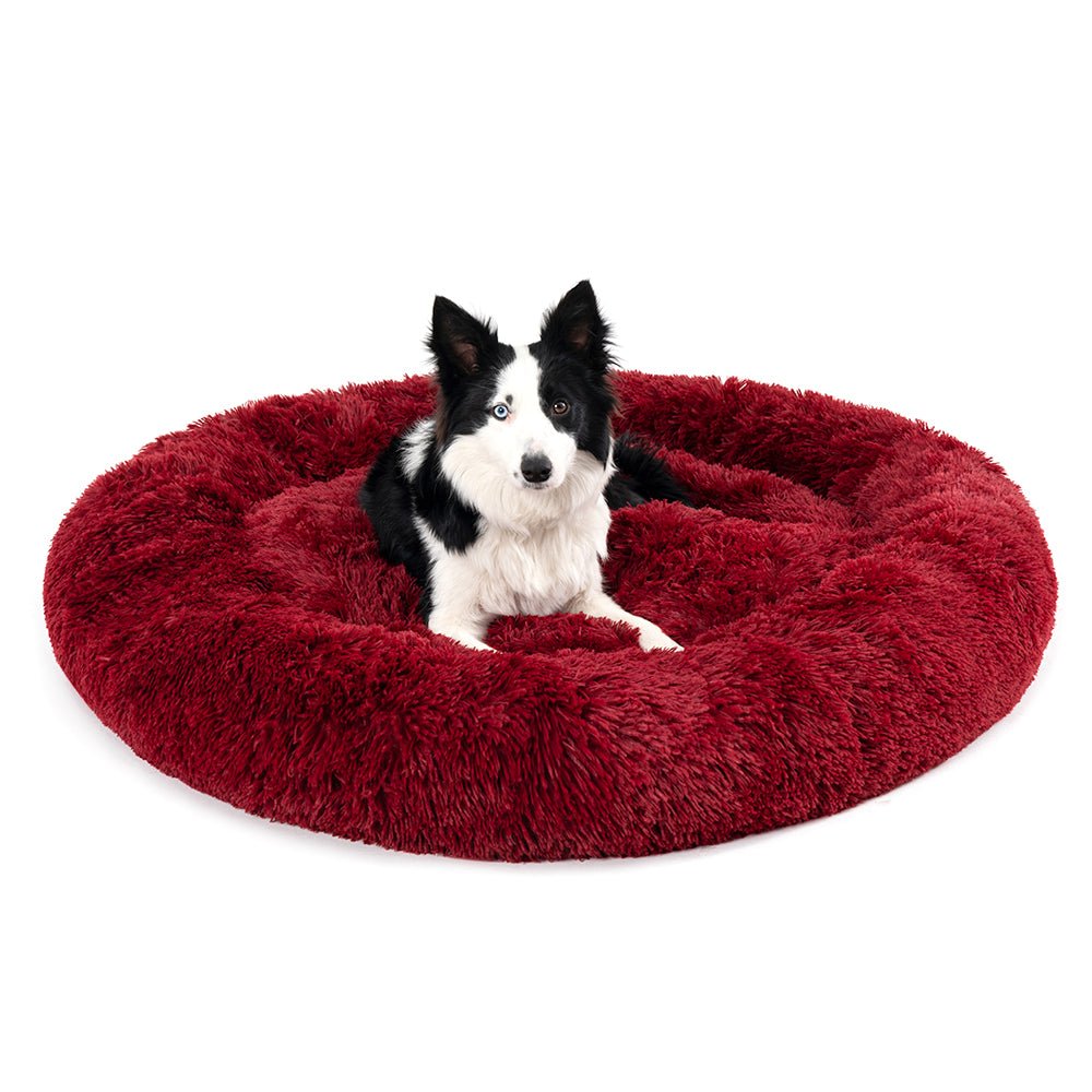 Fluffy Donut Dog Bed Warm Soft Long Plush Pet Cushion Dog House Cat Bed Washable Pet Sofa Mat Calming Samll Large Dog Beds Allinoneshop-24