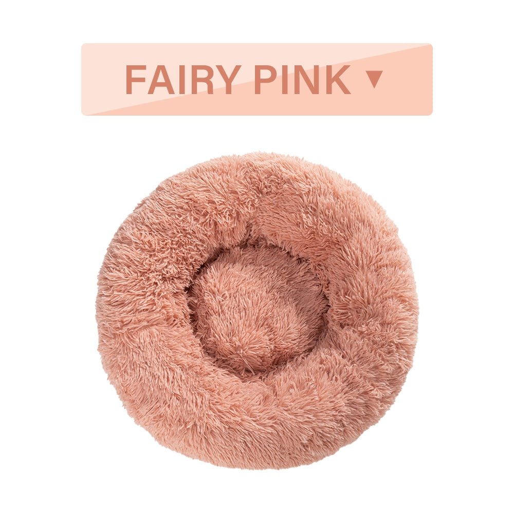 Fluffy Donut Dog Bed Warm Soft Long Plush Pet Cushion Dog House Cat Bed Washable Pet Sofa Mat Calming Samll Large Dog Beds Allinoneshop-24