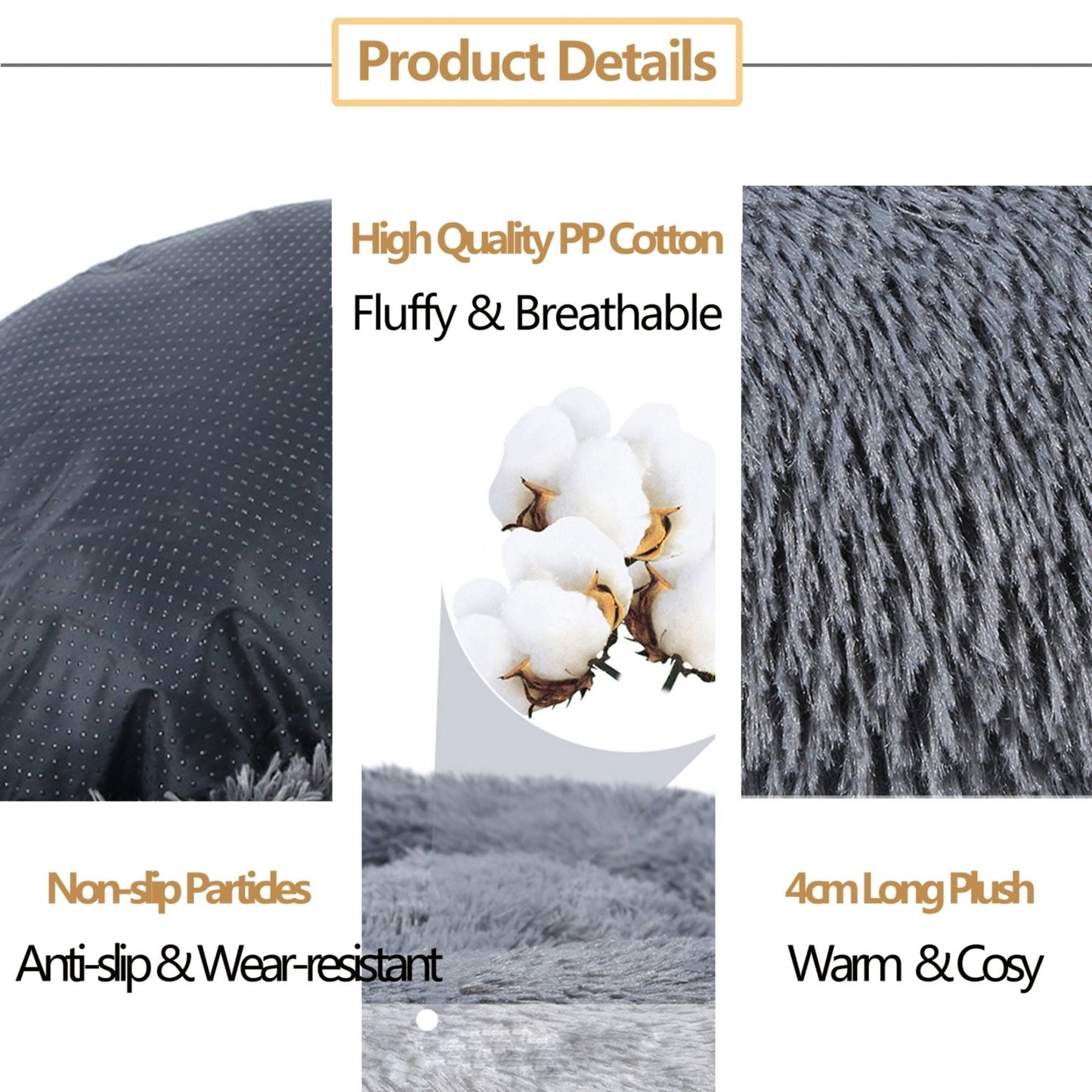 Fluffy Donut Dog Bed Warm Soft Long Plush Pet Cushion Dog House Cat Bed Washable Pet Sofa Mat Calming Samll Large Dog Beds Allinoneshop-24