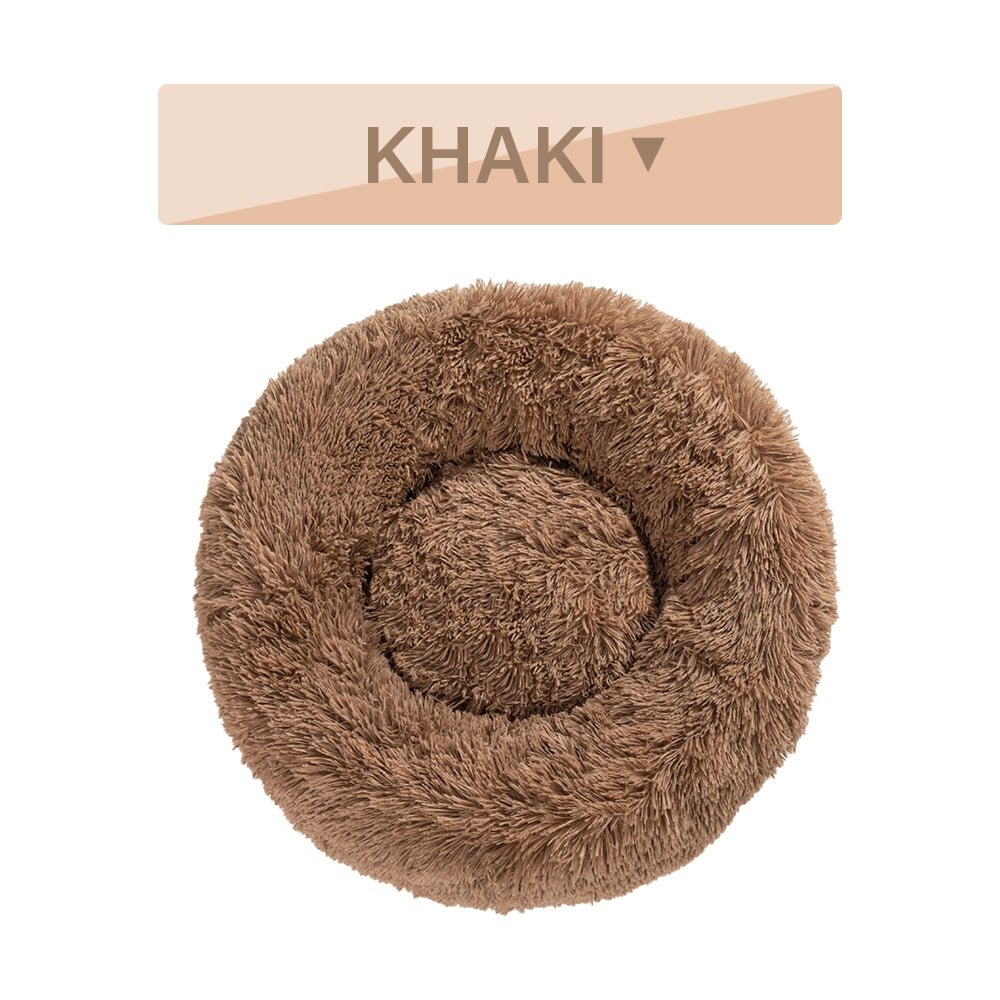 Fluffy Donut Dog Bed Warm Soft Long Plush Pet Cushion Dog House Cat Bed Washable Pet Sofa Mat Calming Samll Large Dog Beds Allinoneshop-24