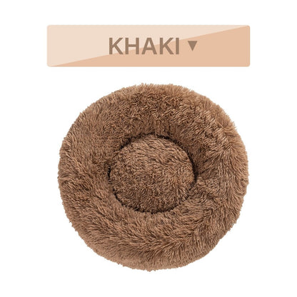 Fluffy Donut Dog Bed Warm Soft Long Plush Pet Cushion Dog House Cat Bed Washable Pet Sofa Mat Calming Samll Large Dog Beds Allinoneshop-24