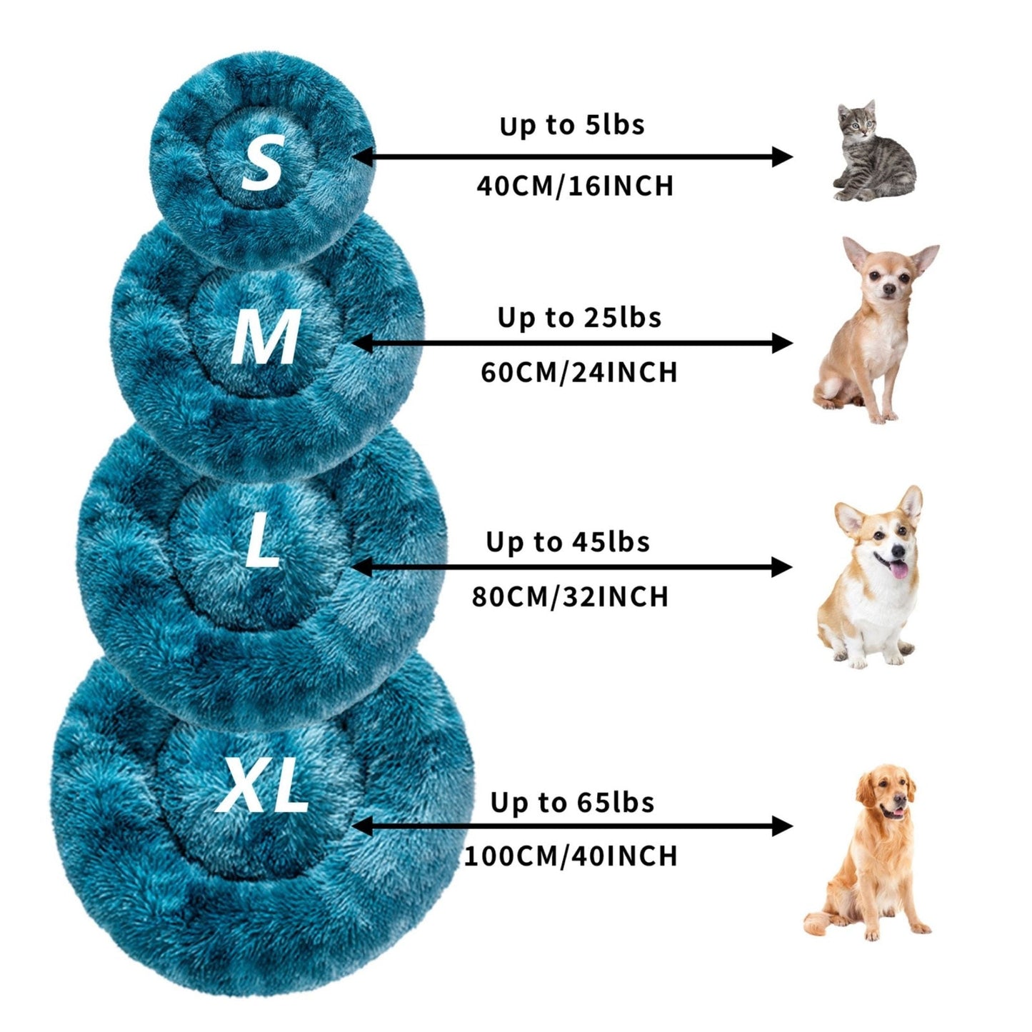 Fluffy Donut Dog Bed Warm Soft Long Plush Pet Cushion Dog House Cat Bed Washable Pet Sofa Mat Calming Samll Large Dog Beds Allinoneshop-24