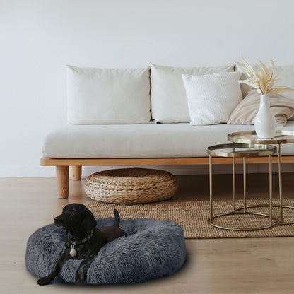 Fluffy Donut Dog Bed Warm Soft Long Plush Pet Cushion Dog House Cat Bed Washable Pet Sofa Mat Calming Samll Large Dog Beds Allinoneshop-24